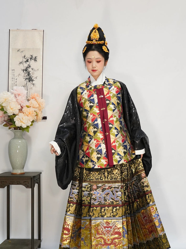 Shui Tan 水田 Paddy Fields Late Ming Fangling Gilet Bijia à col carré