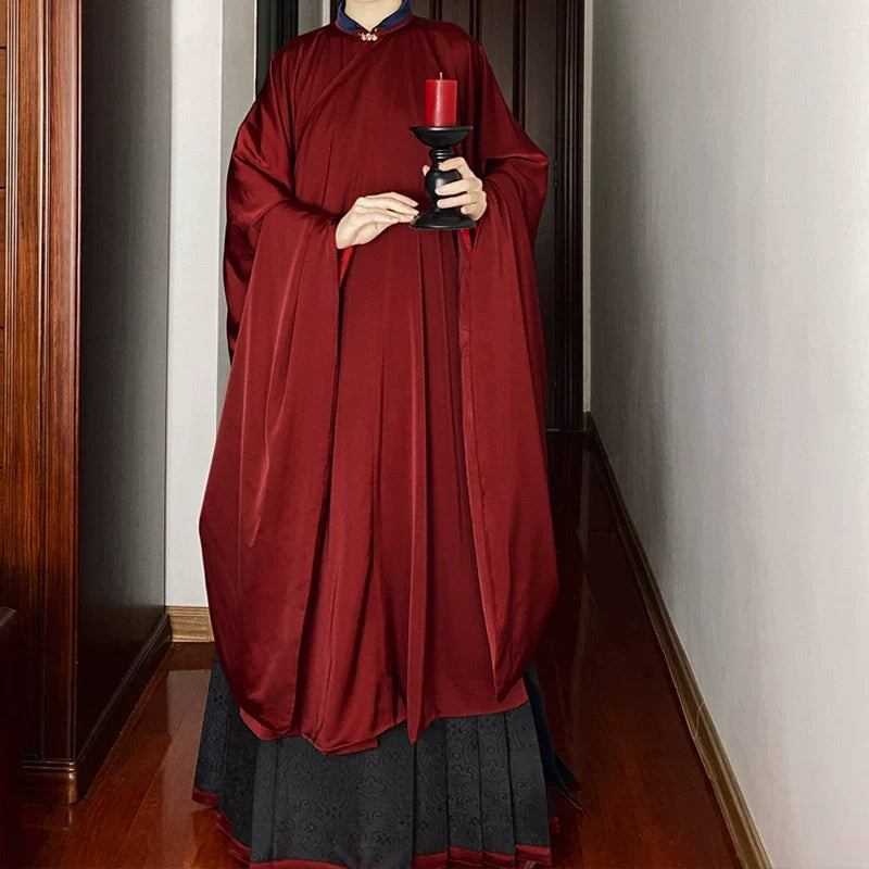 Рубашка с воротником-стойкой и большим рукавом в стиле династии Мин Чаншань 长衫