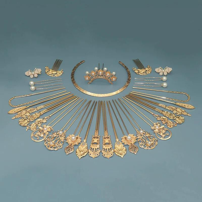 Tang Feng 唐风 Золотой век династии Тан, набор заколок для волос из 30 предметов