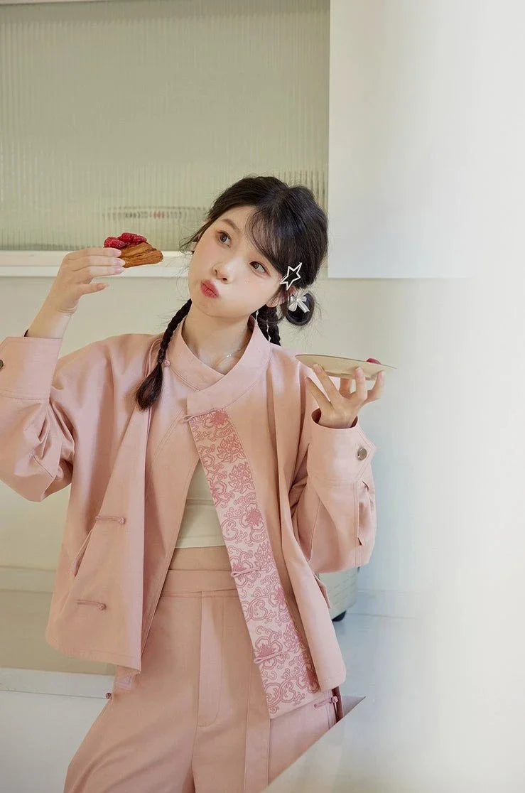 Walking After Midnight 午夜行走 Ensemble de tailleur-pantalon Tang Song en coton modernisé quotidiennement