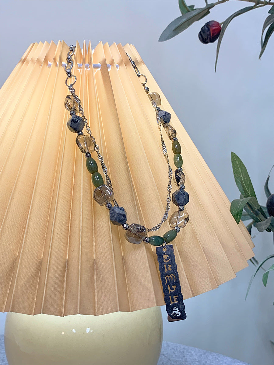 Jiu Xiao 九霄 Collier avec étiquette runique de style chinois Nine Heavens