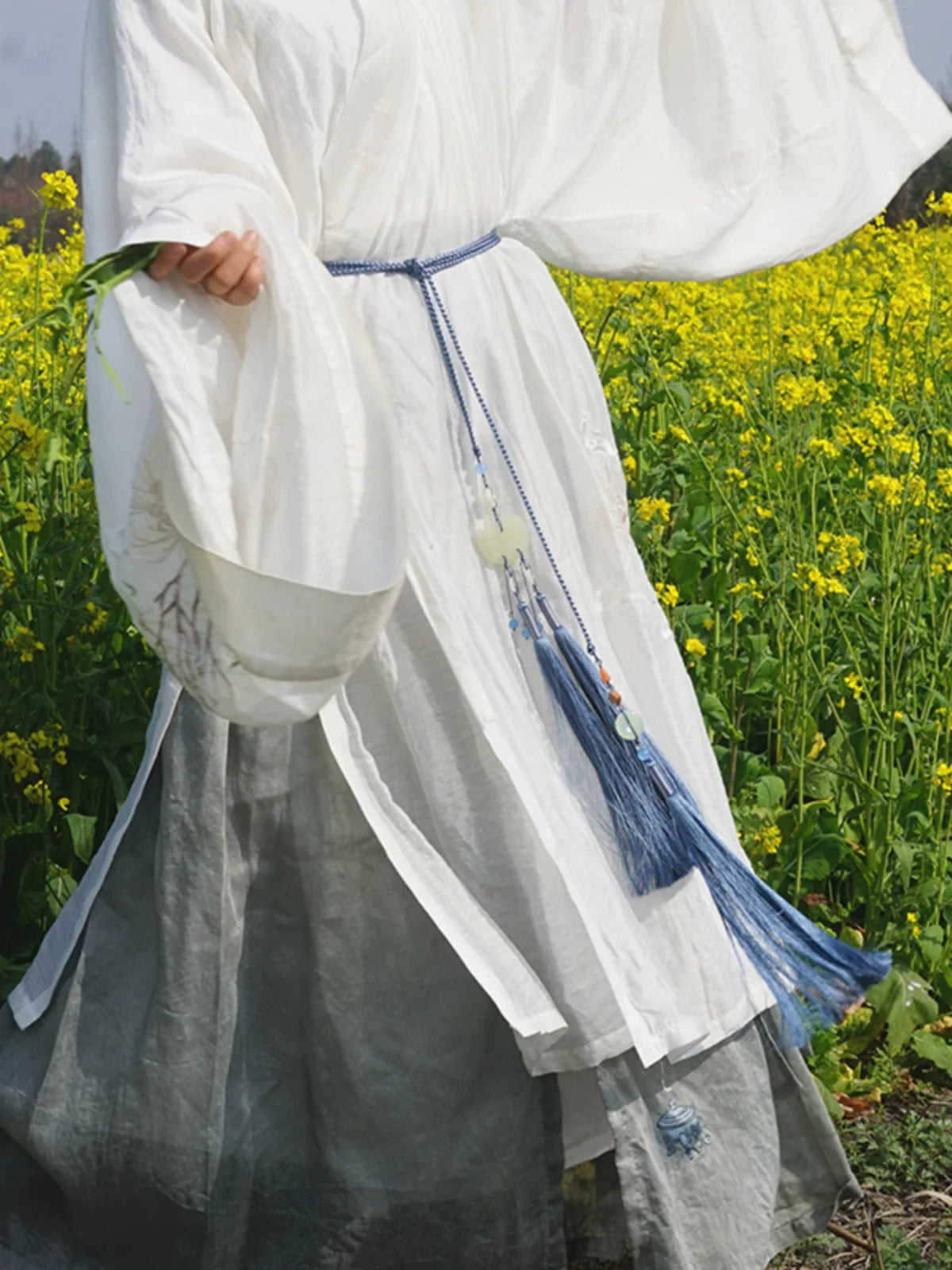 Yulou 玉楼 Нефритовый пояс с кисточками унисекс, нефритовый аксессуар Hanfu