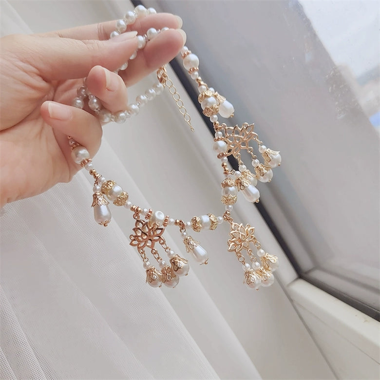 Bai Lianhua 白莲花 Collier de perles de la dynastie Tang du Lotus blanc