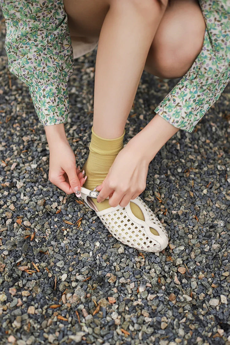 Модернизированные сандалии из воловьей кожи Hu Tao 胡桃 из орехового дерева времен династии Тан