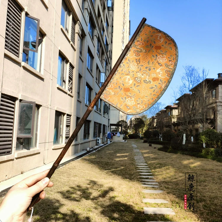 Wufu Babao 五福八宝 Пять благословений и восемь сокровищ Унисекс парчовый веер Hushan