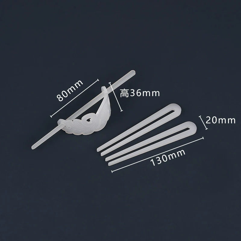 Bai Yu 白玉 Белый нефритовый набор с имитацией короны и палочек для волос унисекс династии Хань