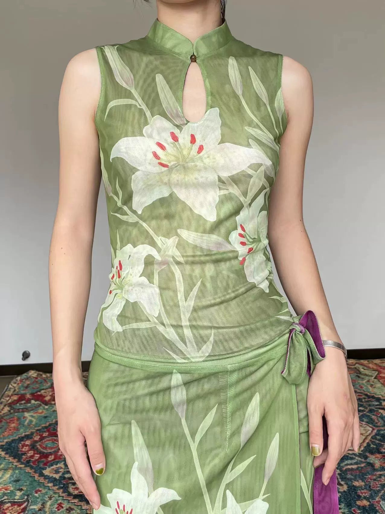 Shi Tou 湿头 Wet Head New Chinese Style Double Sided Sleeveless Qipao Top