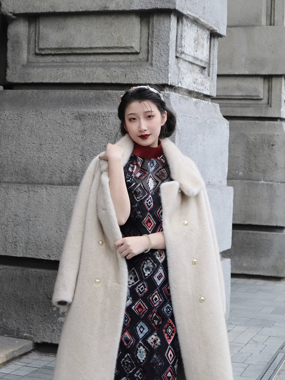 Гэтсби 盖茨比 Ципао из прозрачного бархата с бутылочным горлышком 1920-х годов