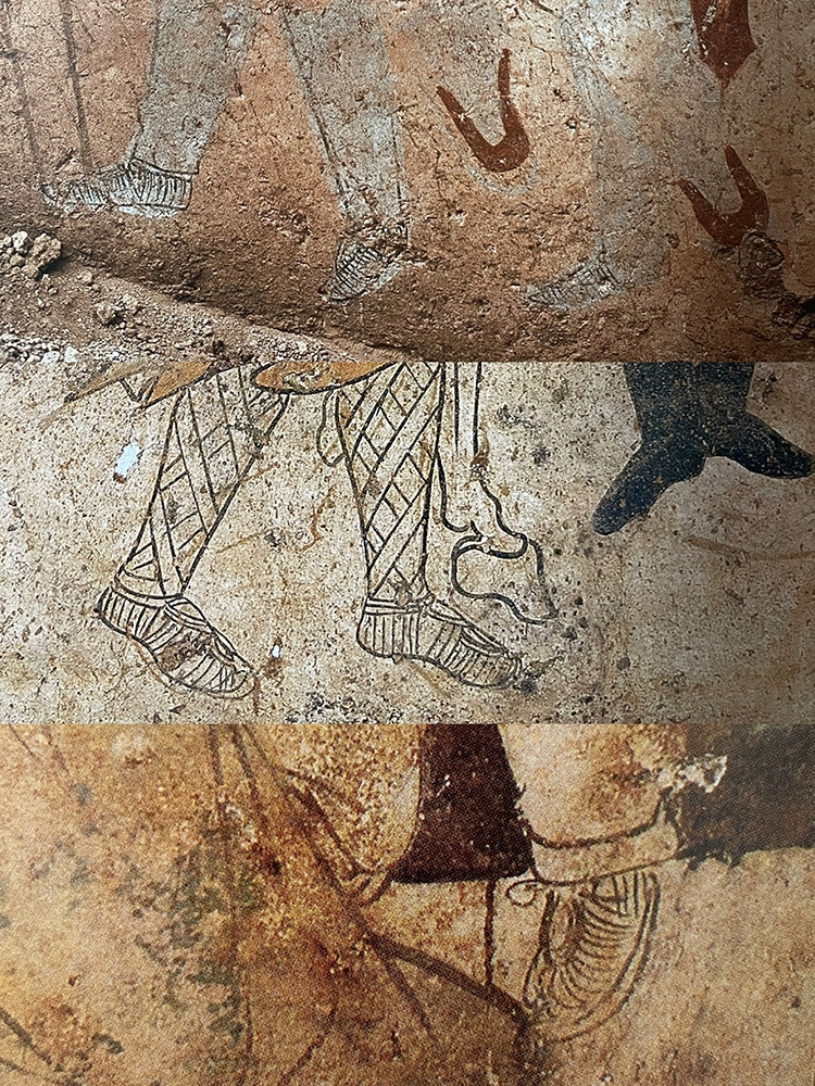 Модернизированные сандалии из воловьей кожи Hu Tao 胡桃 из орехового дерева времен династии Тан