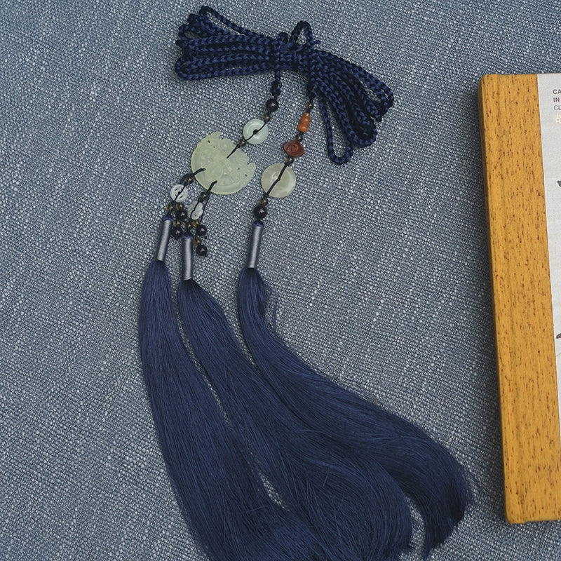 Yulou 玉楼 Нефритовый пояс с кисточками унисекс, нефритовый аксессуар Hanfu