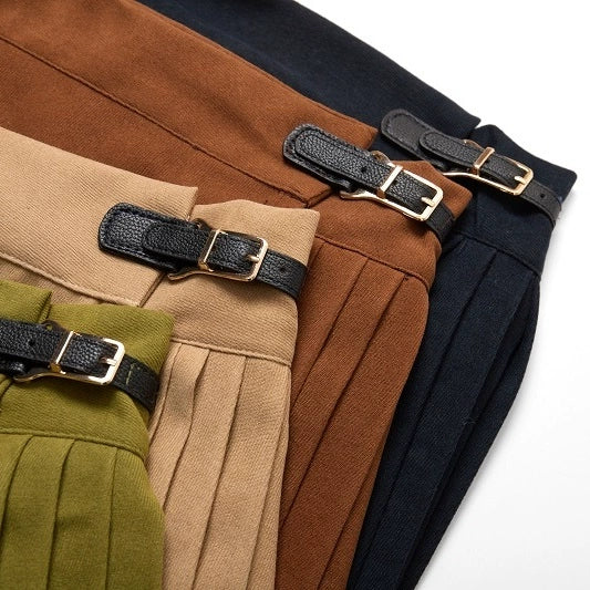 Momao Xiewen 磨毛斜纹 Регулируемая модернизированная юбка из матового твила с карманами Mamian