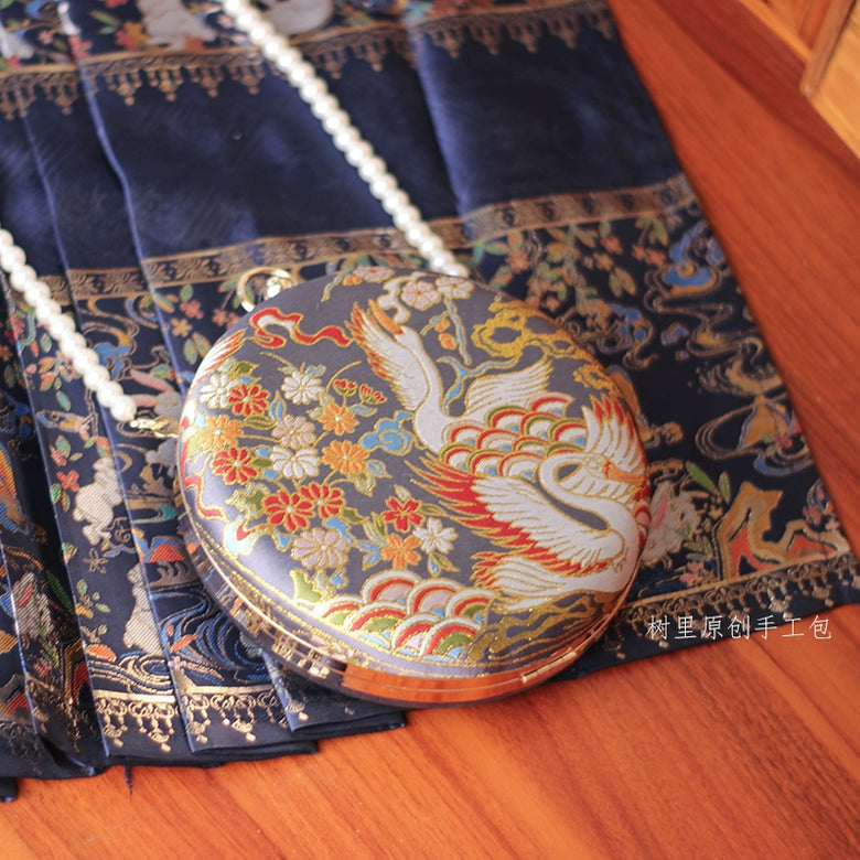 Jin Hé 金鹤 Porte-monnaie rond à coque rigide Golden Crane