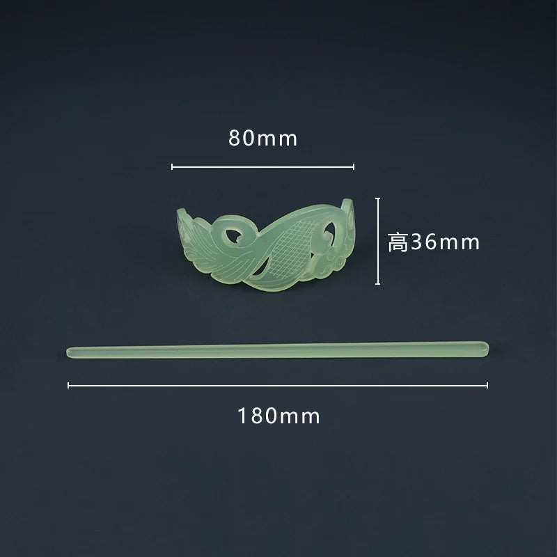 Bai Yu 白玉 Белый нефритовый набор с имитацией короны и палочек для волос унисекс династии Хань