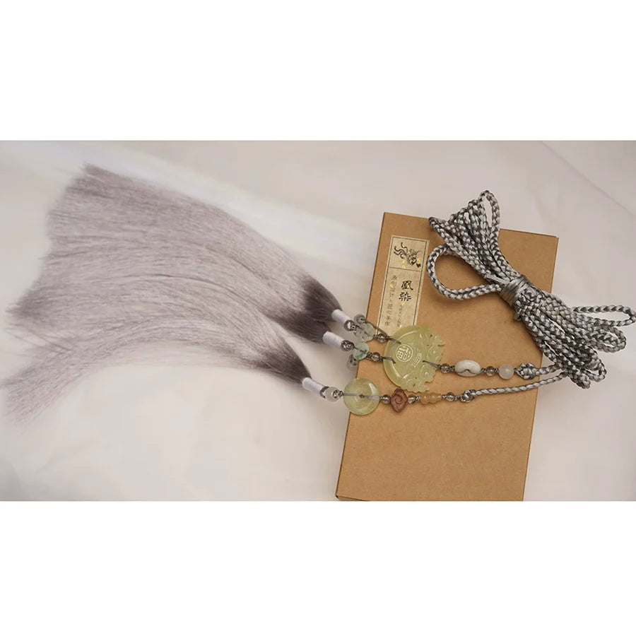 Yulou 玉楼 Нефритовый пояс с кисточками унисекс, нефритовый аксессуар Hanfu