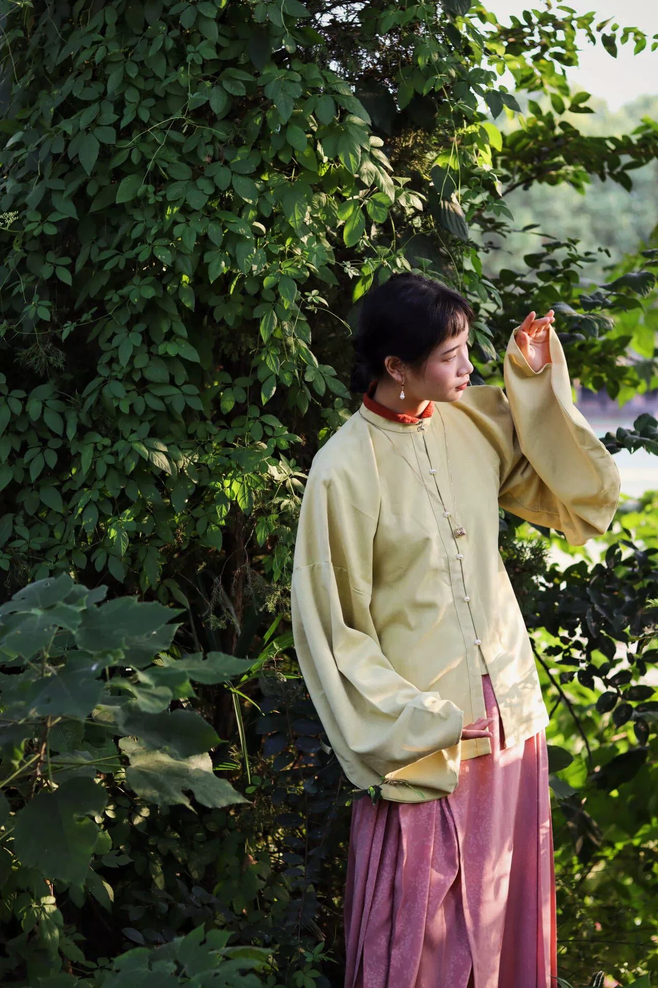 Яичный желток 熟蛋 Династия Мин, контрастный воротник, рукава пипа, рубашка Liling Duijin