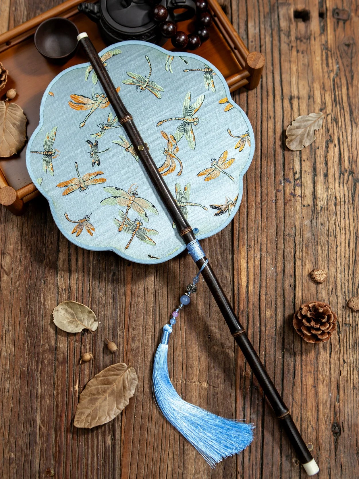 Ба Бан 八瓣 Восьмилепестковая стрекоза Яошань, унисекс, веер в рулонах