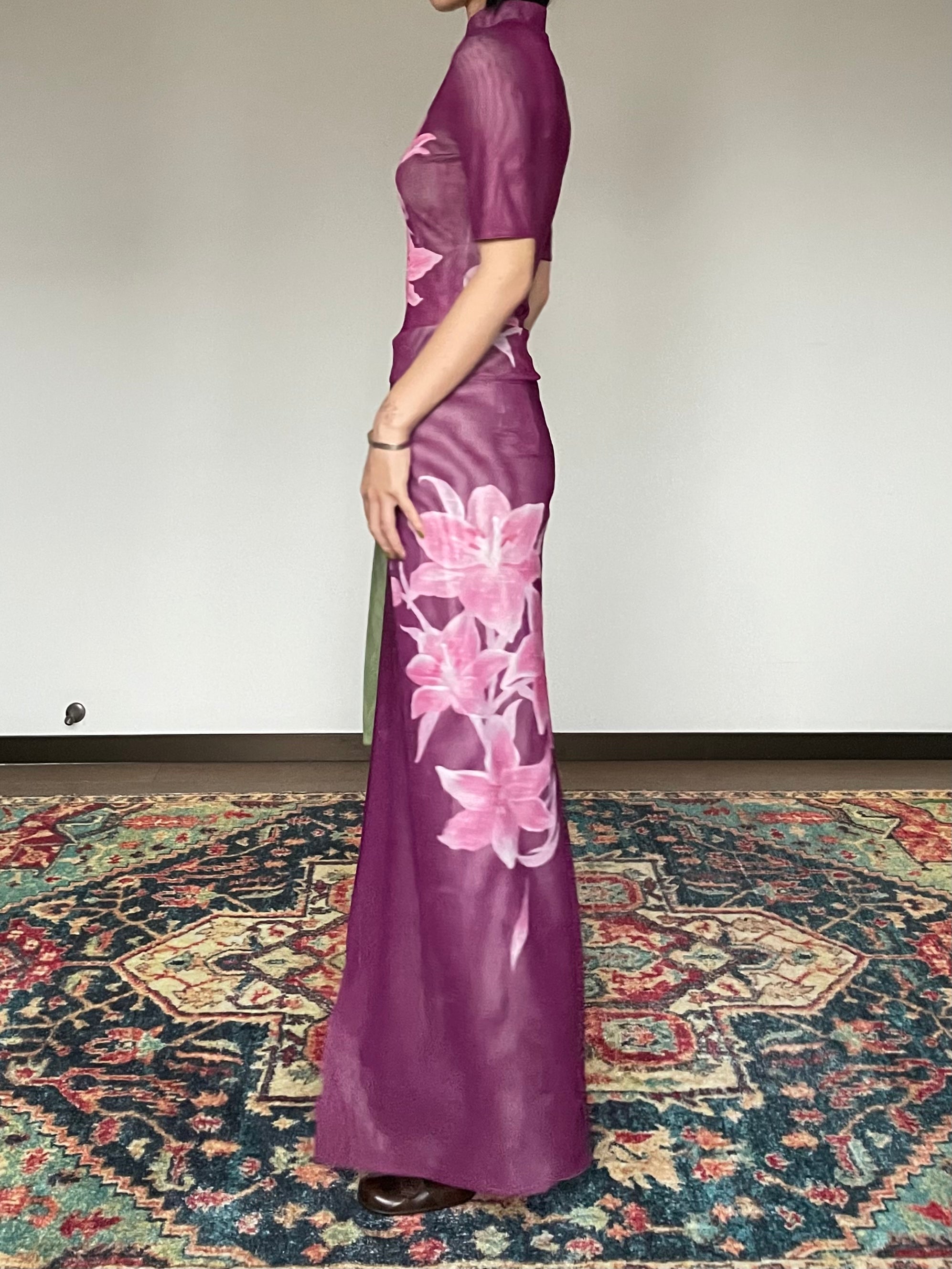 Shi Weiba 湿尾巴 Wet Tail New Chinese Style Double Sided Lily Flower Wrap Skirt