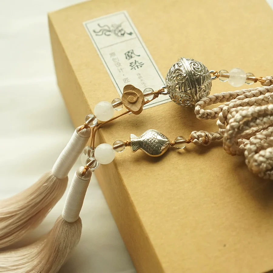 Yufu 渔夫 Рыбацкий пояс с кисточками, унисекс, аксессуар Hanfu