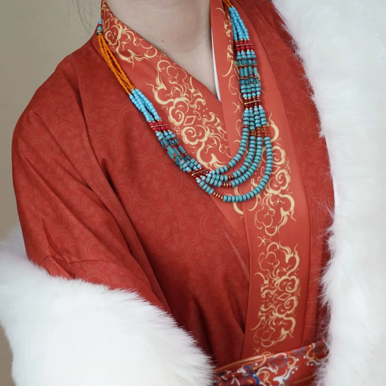 Fang Songshi 仿松石 Ожерелье Западного Китая с бирюзовыми бусинами Воюющих государств