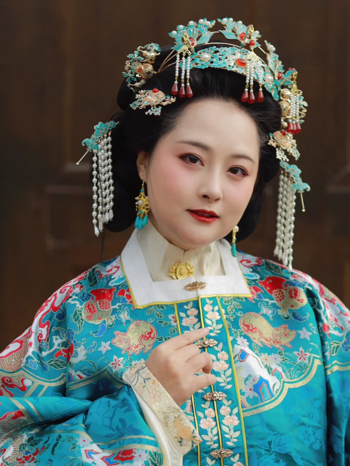 アクセサリー china Frost 霜 Ming Dynasty Turquoise Phoenix Hairpin Set
