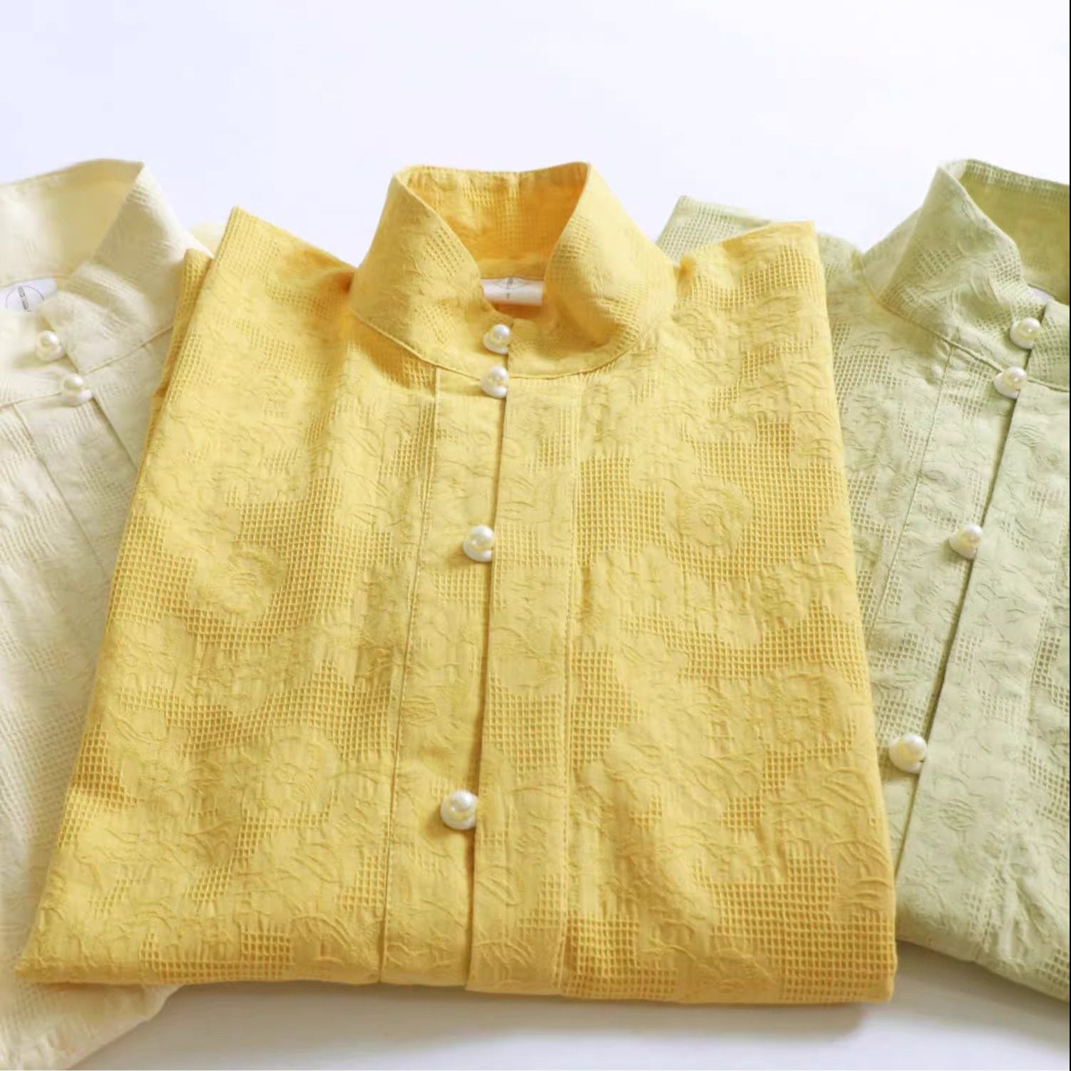 Richang 日常 Ежедневная хлопковая рубашка Liling Duijin Duanshan Ming с воротником-стойкой