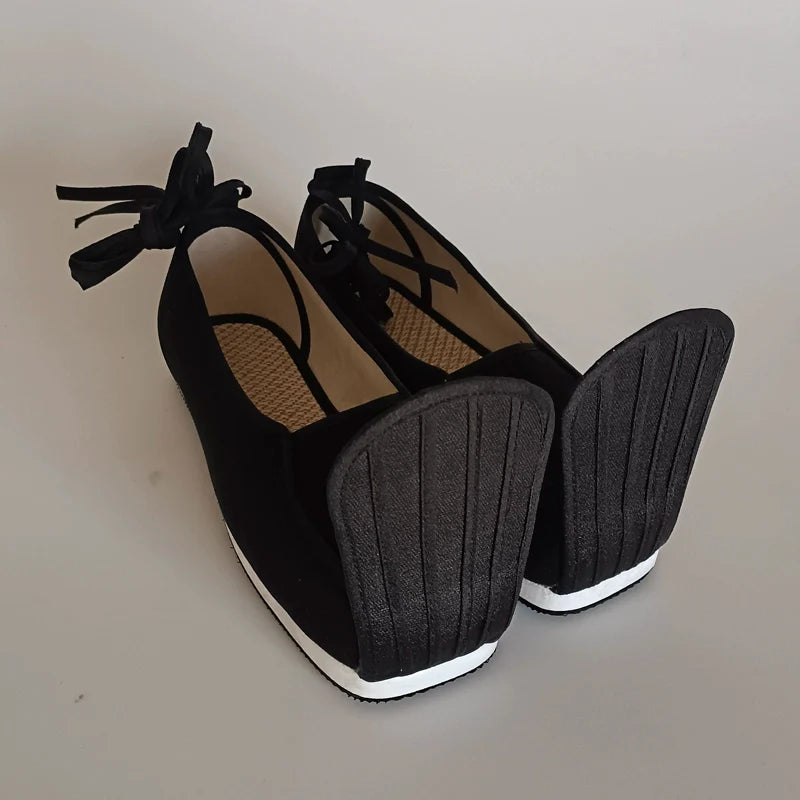 Mu Tan 木炭 Charcoal Song Ming Chaussures carrées Qiaotou à tête surélevée pour hommes