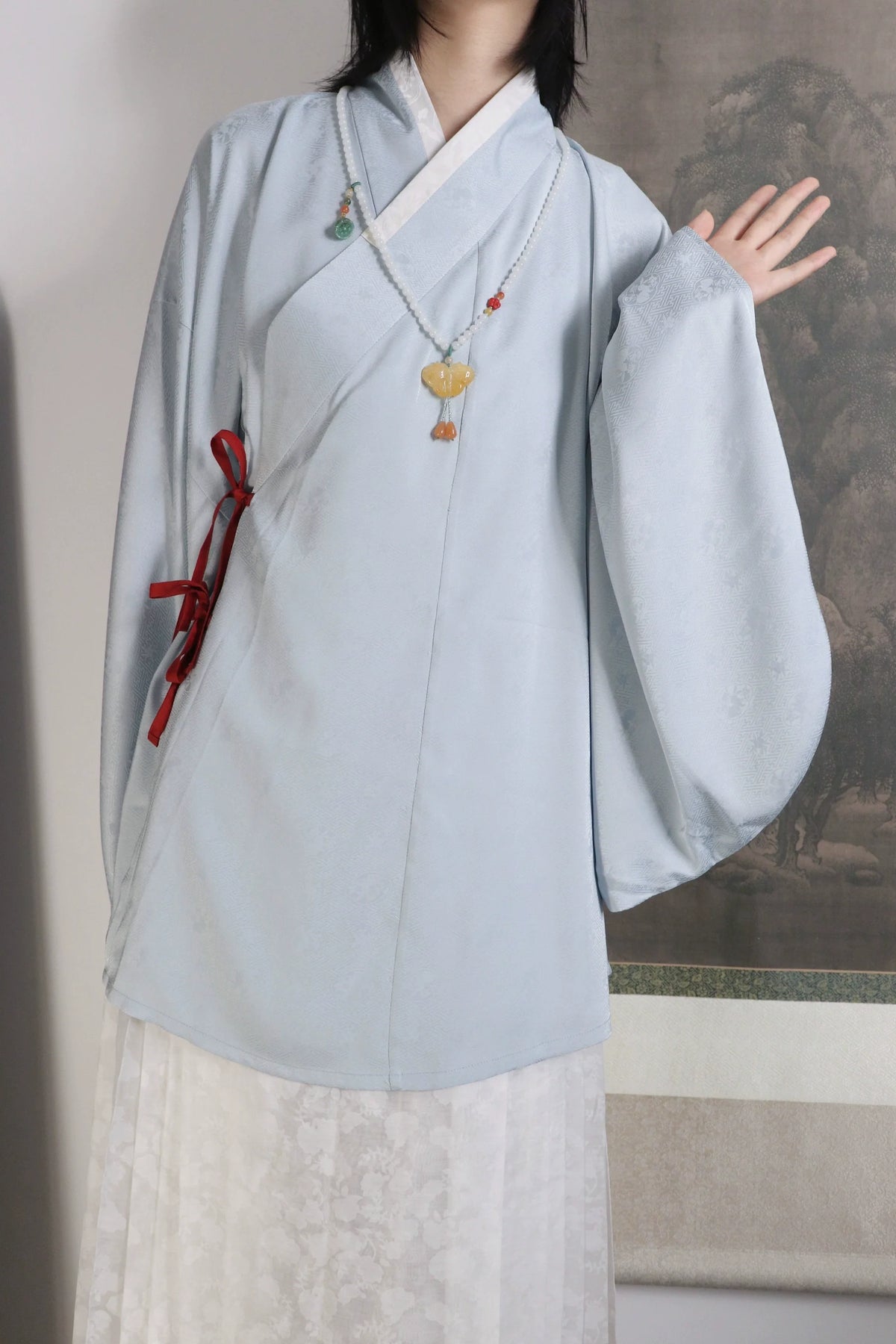 kurowa和装 Pipa 琵琶 Lute Sleeve Middle Ming Dynasty Cross Collar Shirt