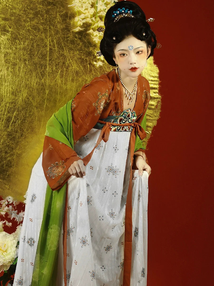 Cehai 策海 Dynastie Tang Brodé Hezi Restauration Qixiong Ruqun Ensemble