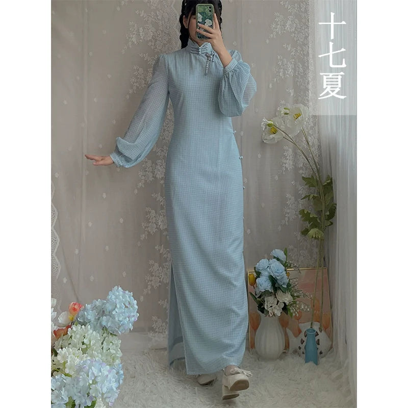 Shu Ci 书辞 Ципао с рукавом-фонариком на каждый день, мазок кистью, 1930-е годы