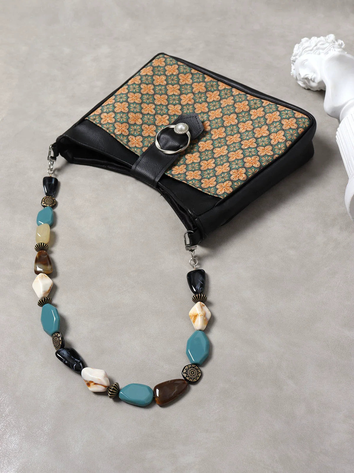 Гу Хуа 古花 Кожаная сумка на плечо с древним цветком