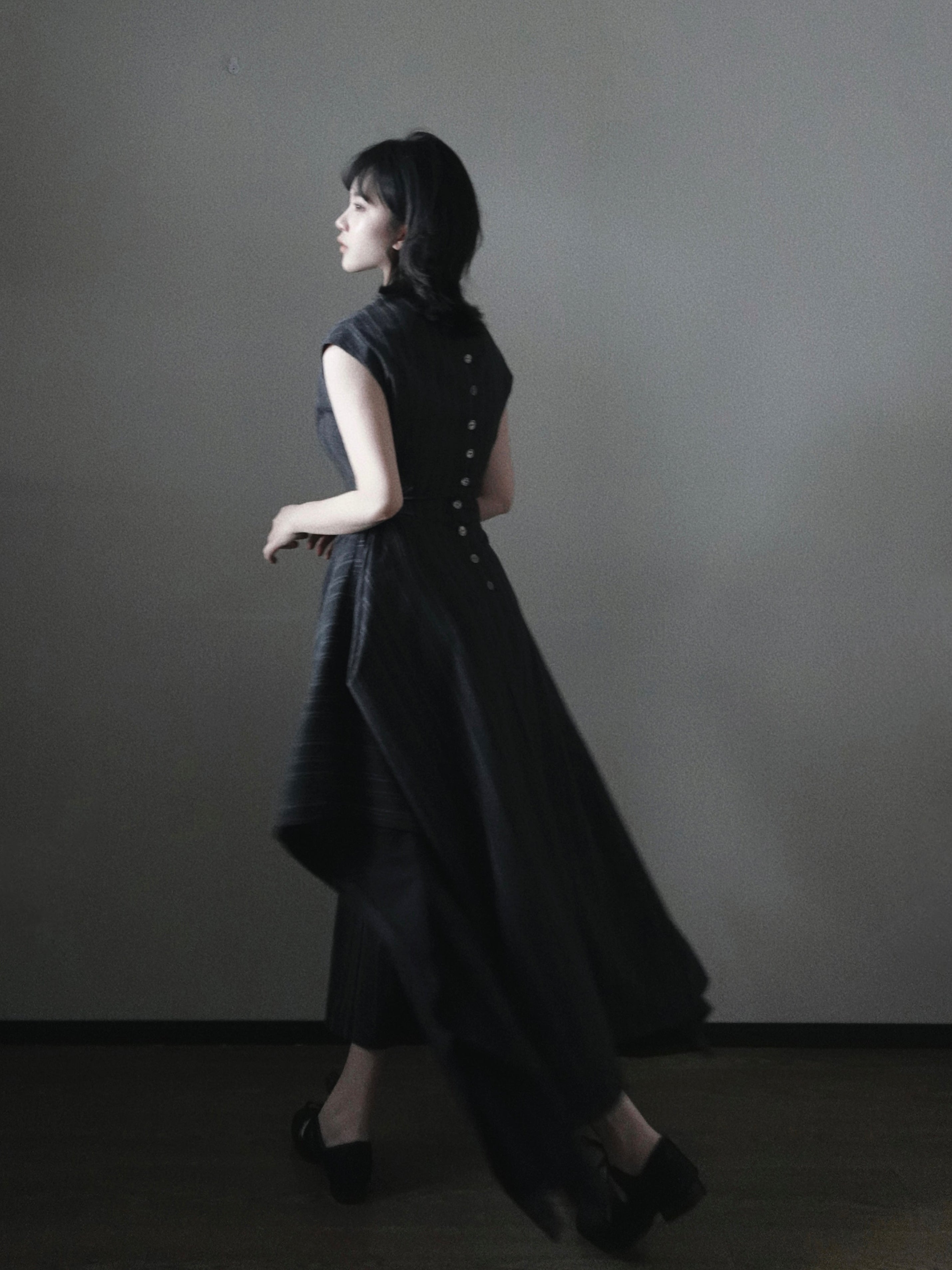 Wednesday 星期三 New Chinese Style Pinstripe Square Skirt Victorian Qipao Dress
