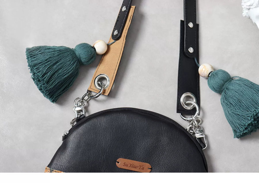 Юань Гу Хуа 圆古花 Круглый кожаный кошелек с древним цветком