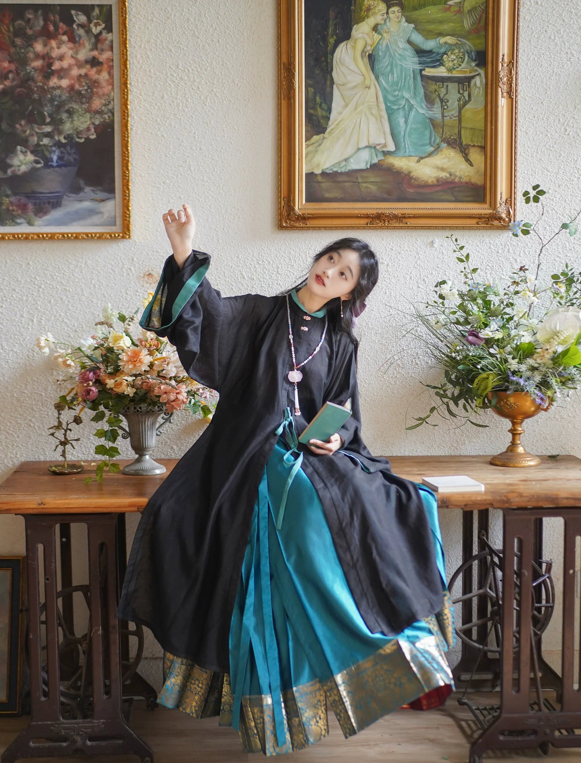 Lan Yè 阑夜 Nightshade Ming Dynasty Liling Duijin Changshan Летний топ с воротником-стойкой