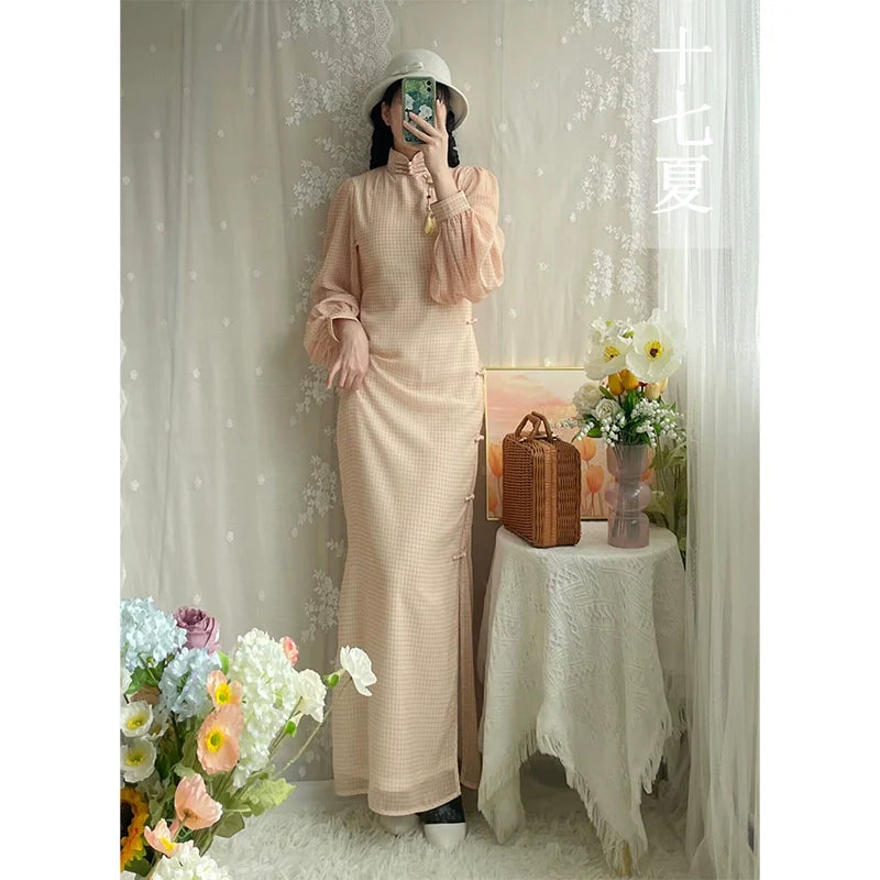 Shu Ci 书辞 Ципао с рукавом-фонариком на каждый день, мазок кистью, 1930-е годы