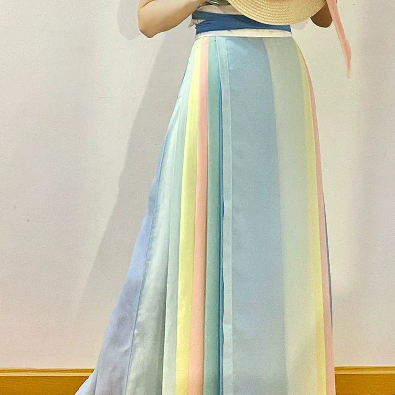 Cai Hong 彩虹 Rainbow Song Ming Jupe Mamian en mousseline de soie