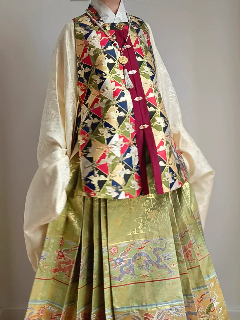 Shui Tan 水田 Paddy Fields Late Ming Fangling Gilet Bijia à col carré