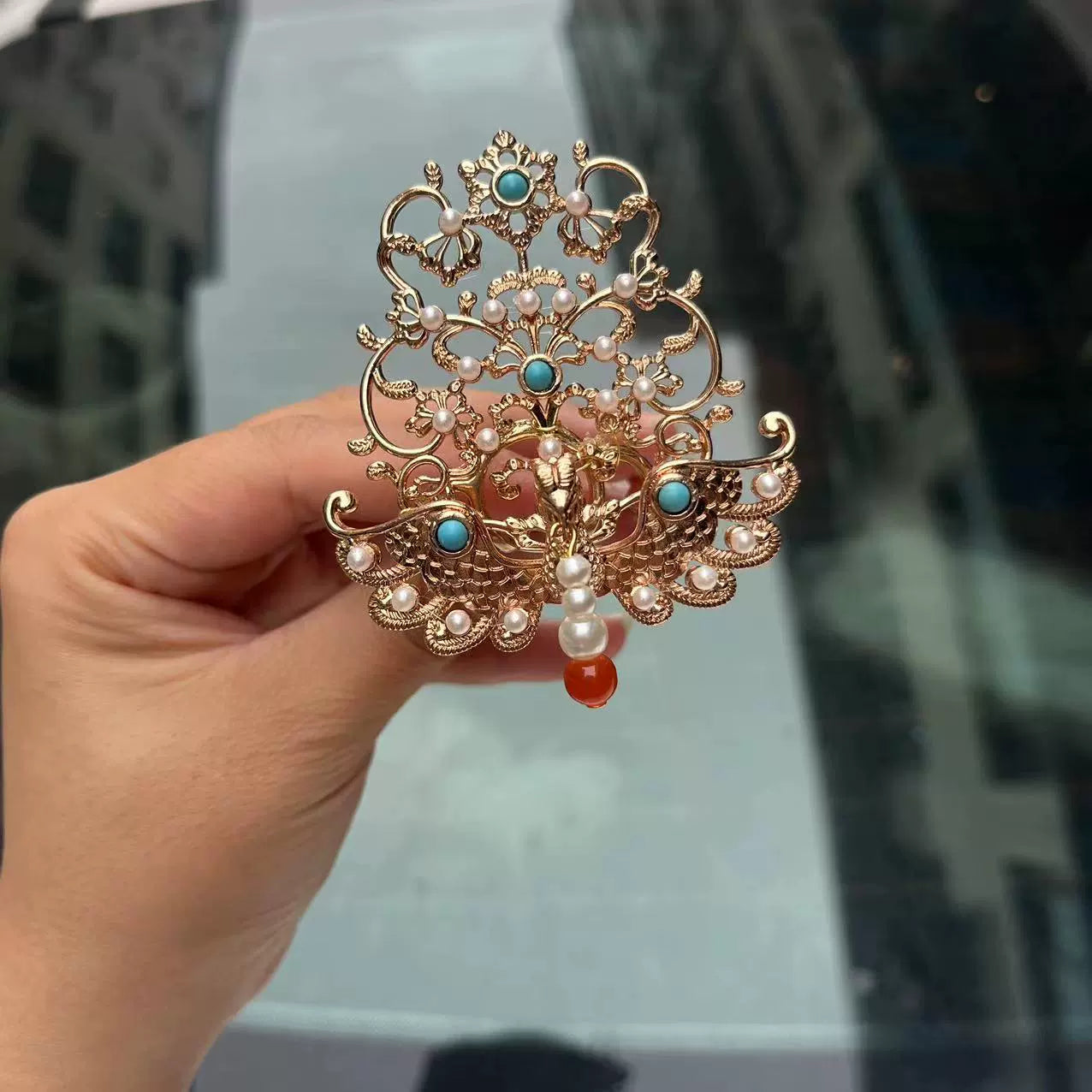 Набор заколок для волос Frost 霜 Ming Dynasty с бирюзой и фениксом