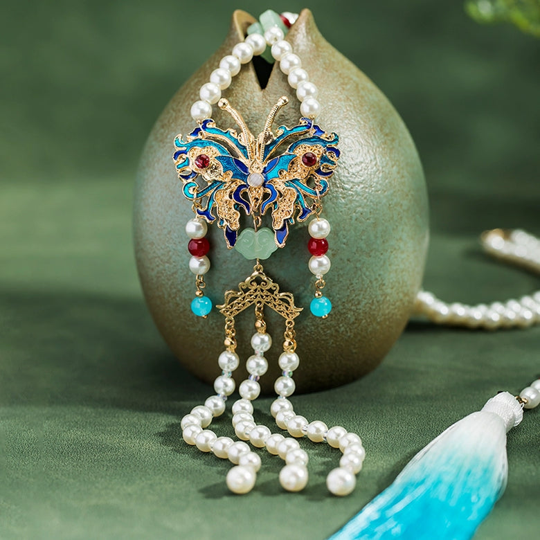 Рао Тай 绕台 Вокруг террасы, ожерелье с бабочкой и облаком на спине династии Мин