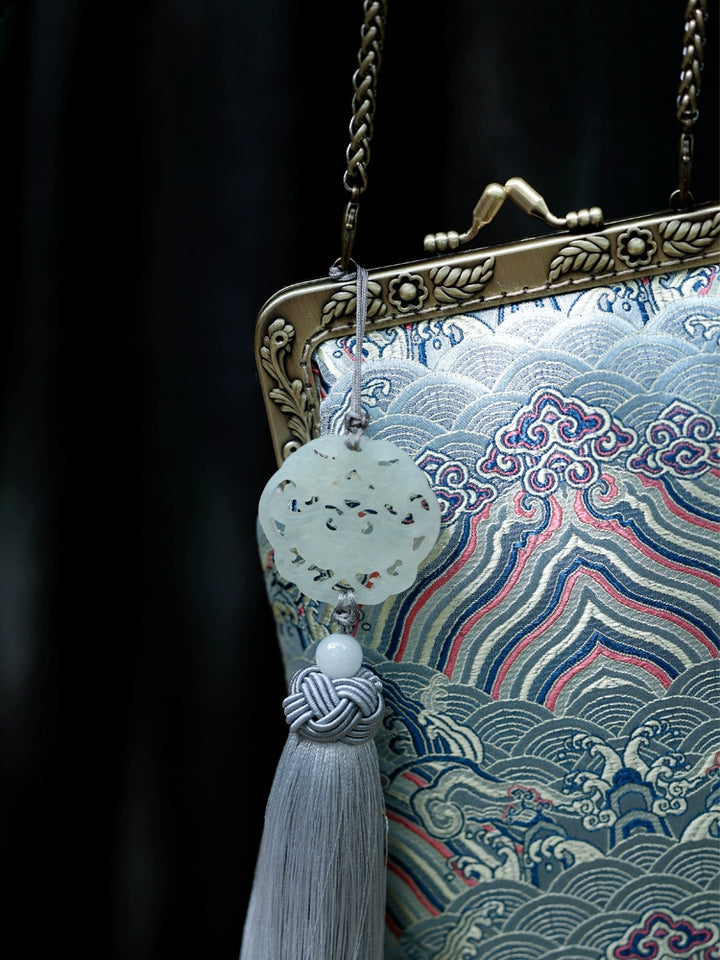 Yu Hai 玉海 Porte-monnaie en brocart de mer de jade