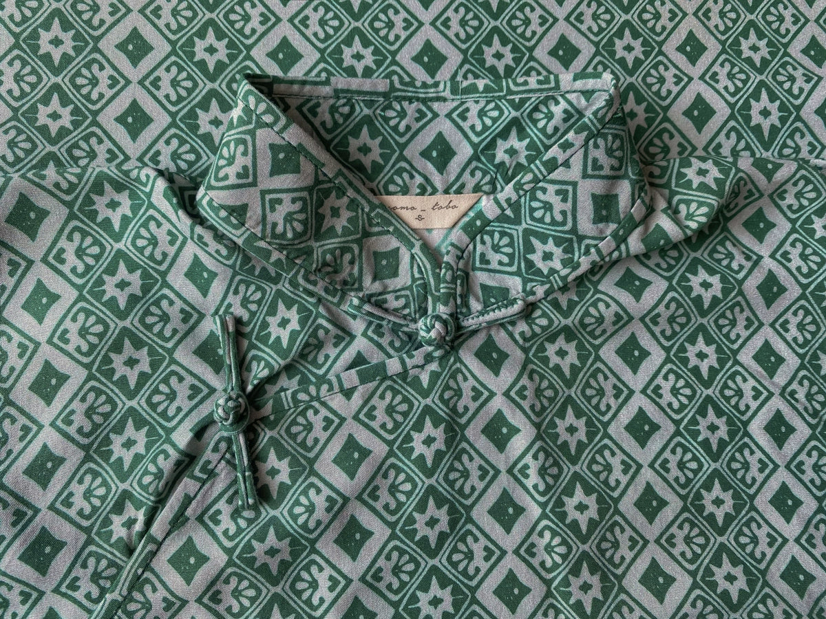 Qing Xing 青荇 Летнее хлопковое шелковое ципао 1930-х годов с короткими рукавами