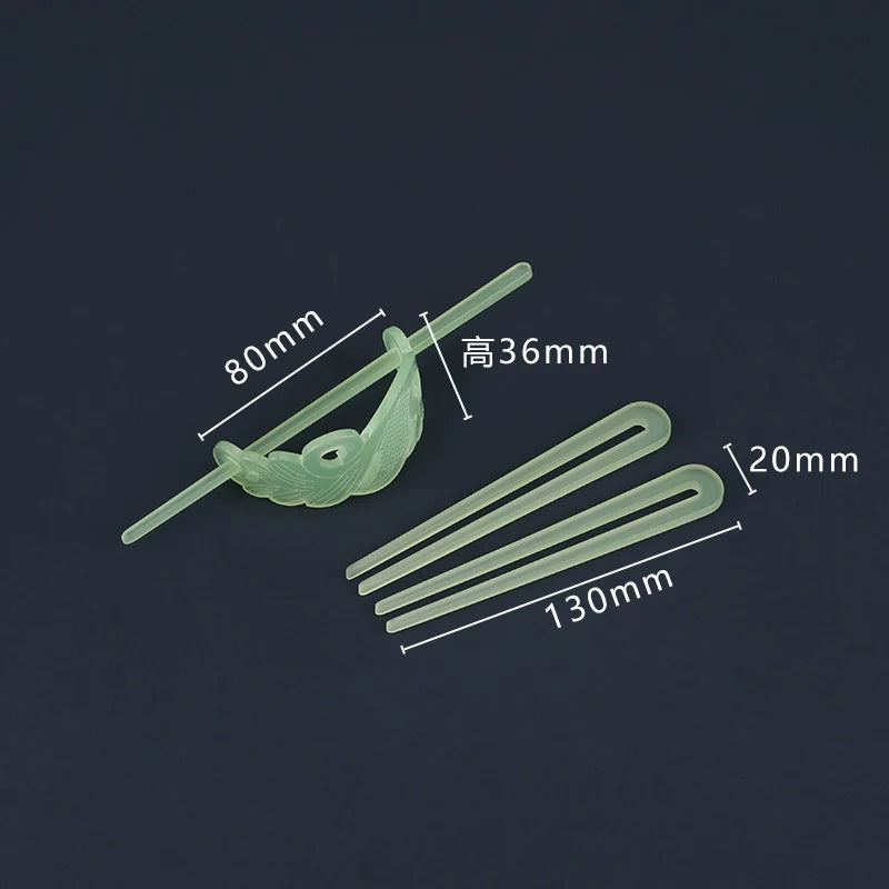 Bai Yu 白玉 Белый нефритовый набор с имитацией короны и палочек для волос унисекс династии Хань