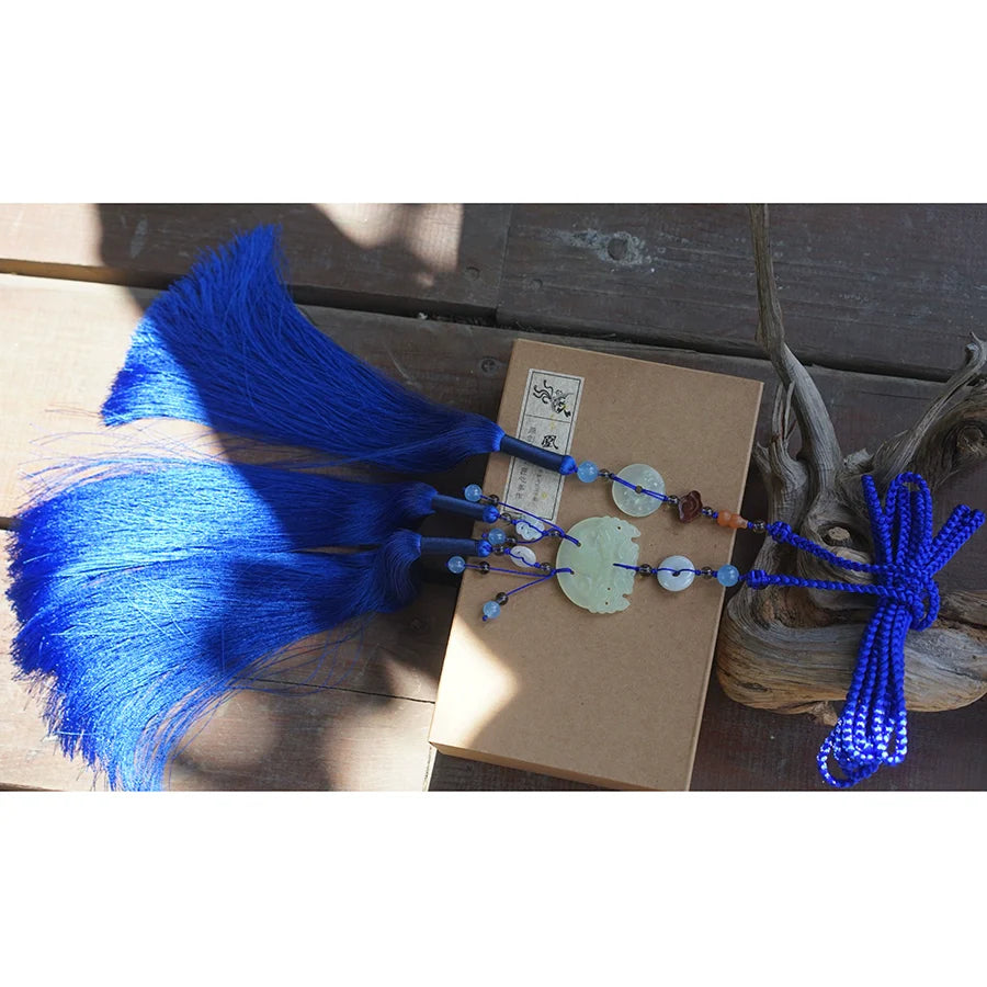 Yulou 玉楼 Нефритовый пояс с кисточками унисекс, нефритовый аксессуар Hanfu