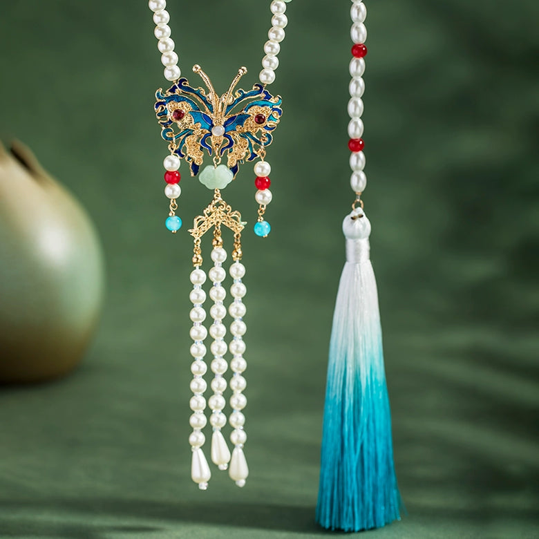 Рао Тай 绕台 Вокруг террасы, ожерелье с бабочкой и облаком на спине династии Мин