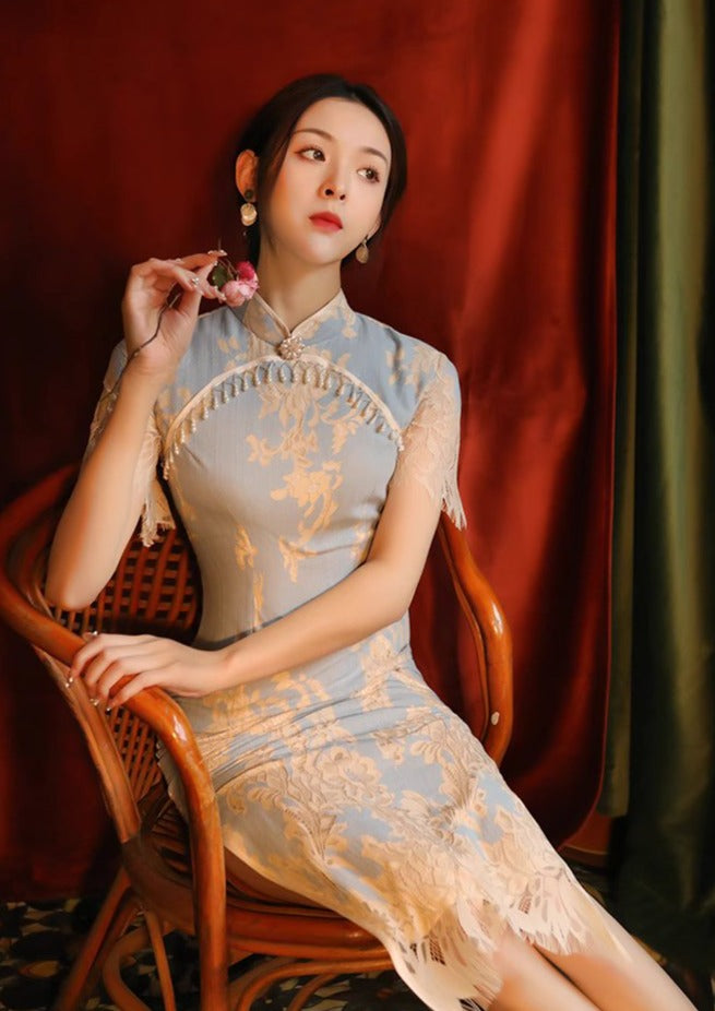 Miss Bai 白小姐 Robe Qipao en dentelle