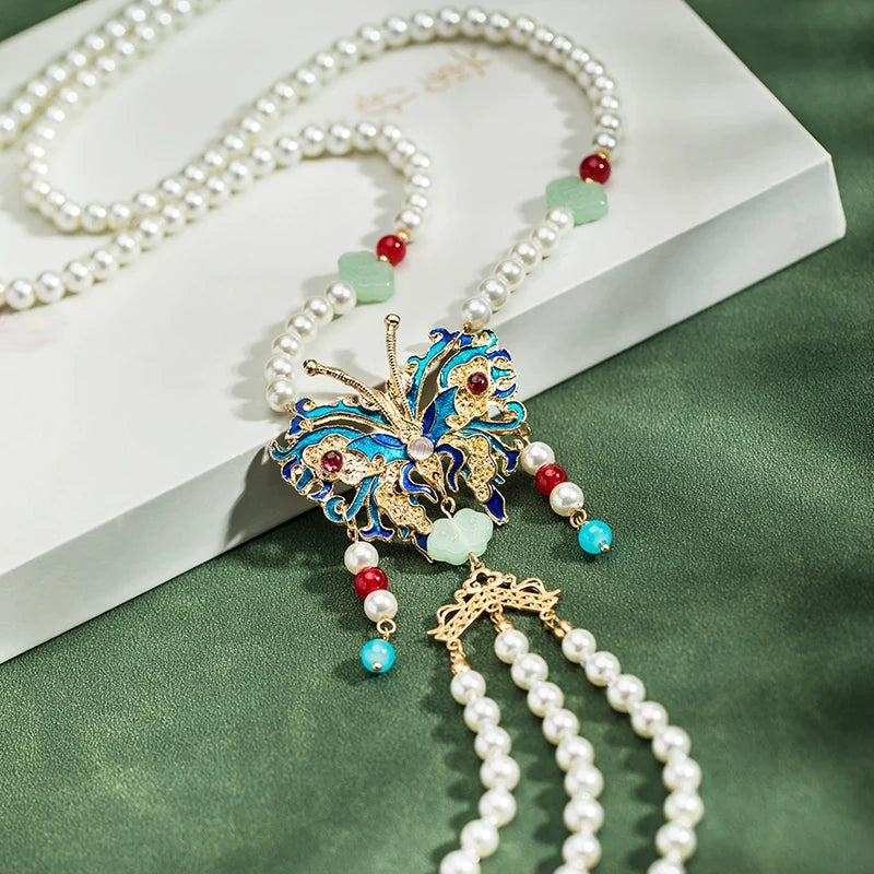 Рао Тай 绕台 Вокруг террасы, ожерелье с бабочкой и облаком на спине династии Мин