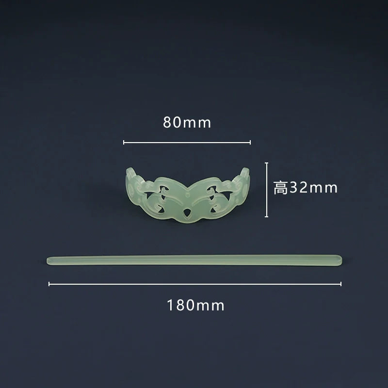 Bai Yu 白玉 Белый нефритовый набор с имитацией короны и палочек для волос унисекс династии Хань