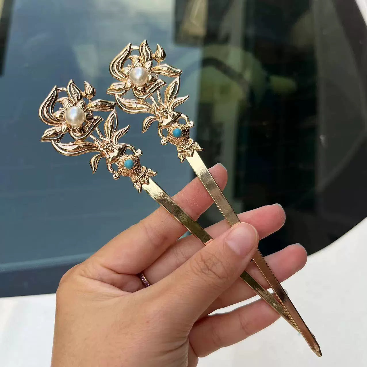 Набор заколок для волос Frost 霜 Ming Dynasty с бирюзой и фениксом