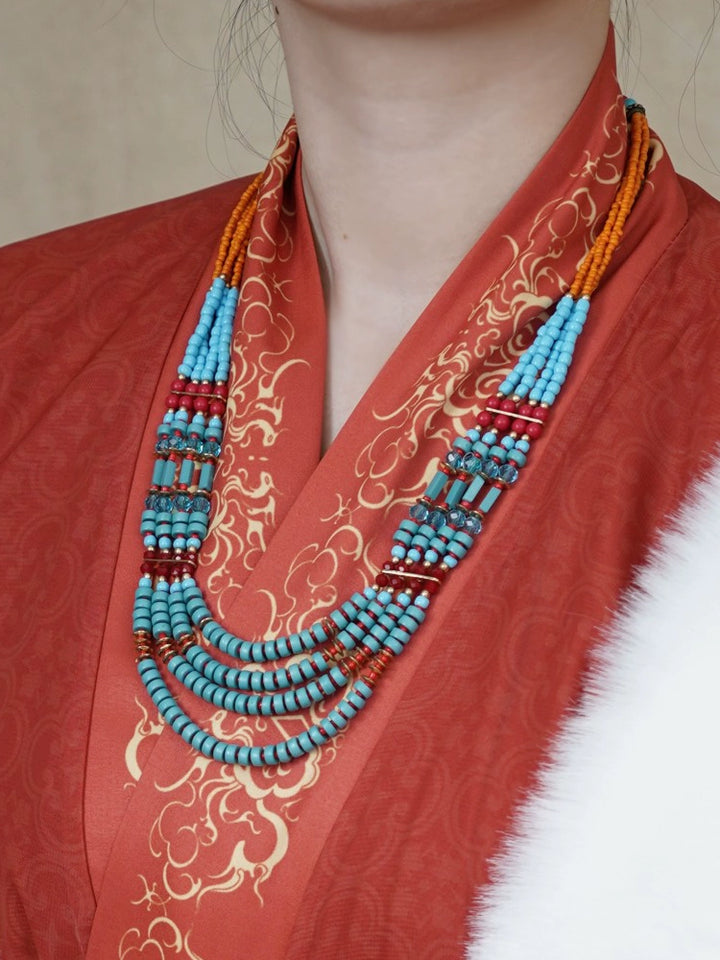 Fang Songshi 仿松石 Ожерелье Западного Китая с бирюзовыми бусинами Воюющих государств