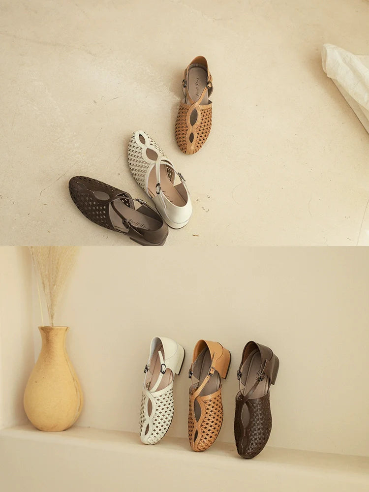 Модернизированные сандалии из воловьей кожи Hu Tao 胡桃 из орехового дерева времен династии Тан