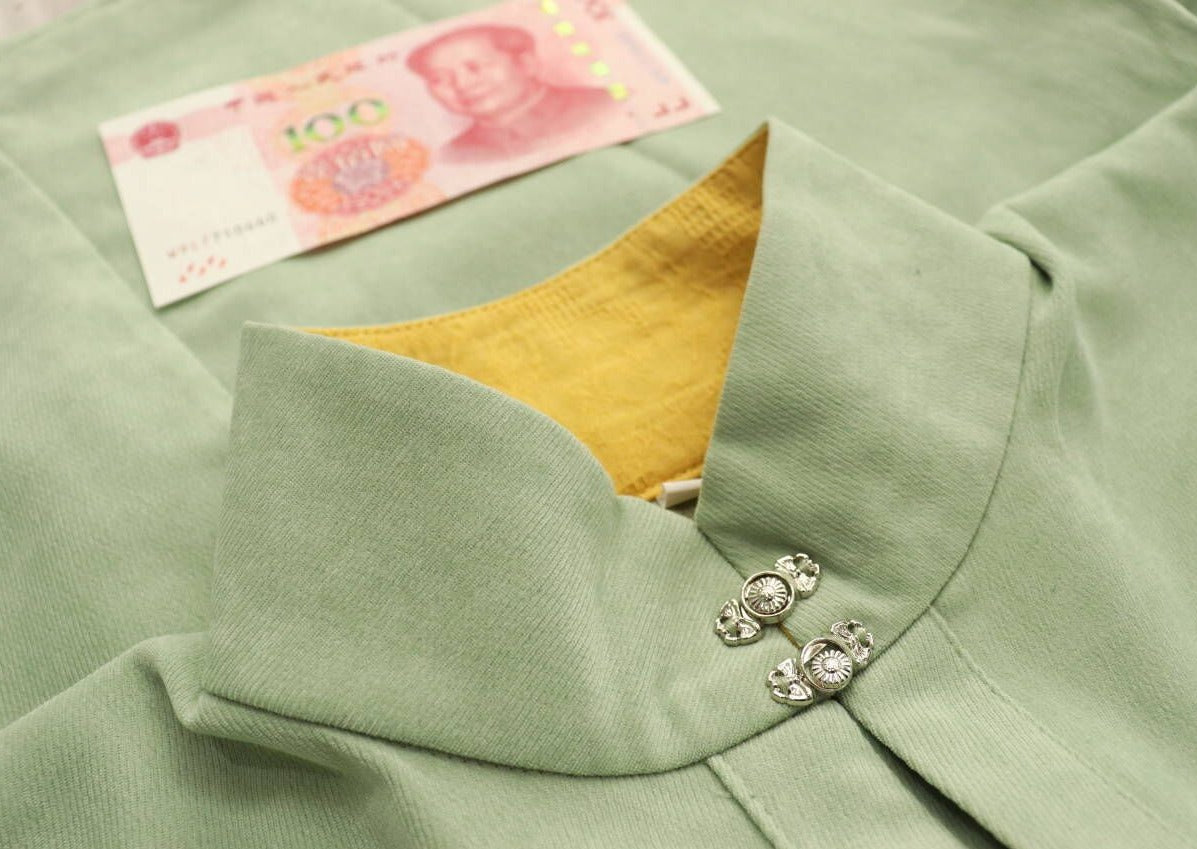 Яичный желток 熟蛋 Династия Мин, контрастный воротник, рукава пипа, рубашка Liling Duijin